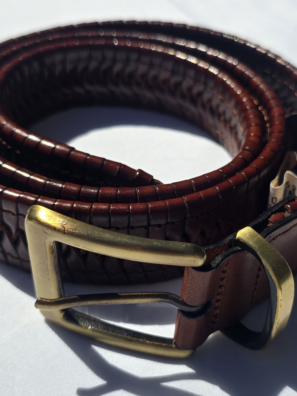 Made In Spain Tommy Bahama Brown Textured Leather Belt with Brass Buckle Size 34